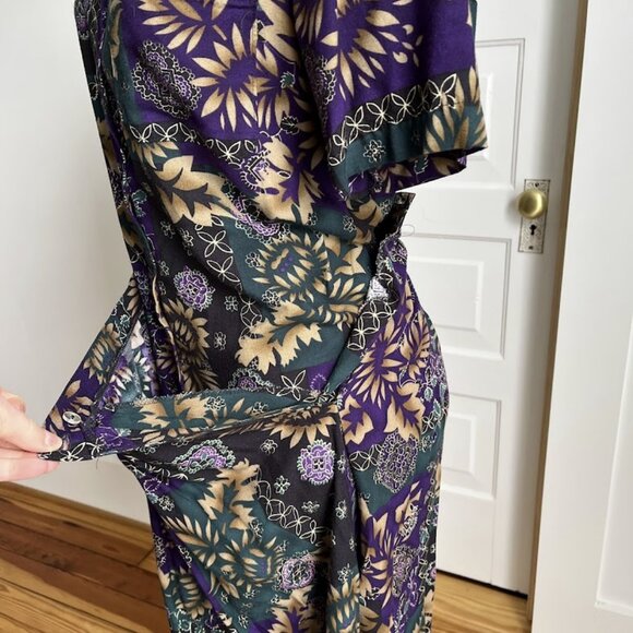 80s purple two piece blouse and skirt - Picture 4 of 6